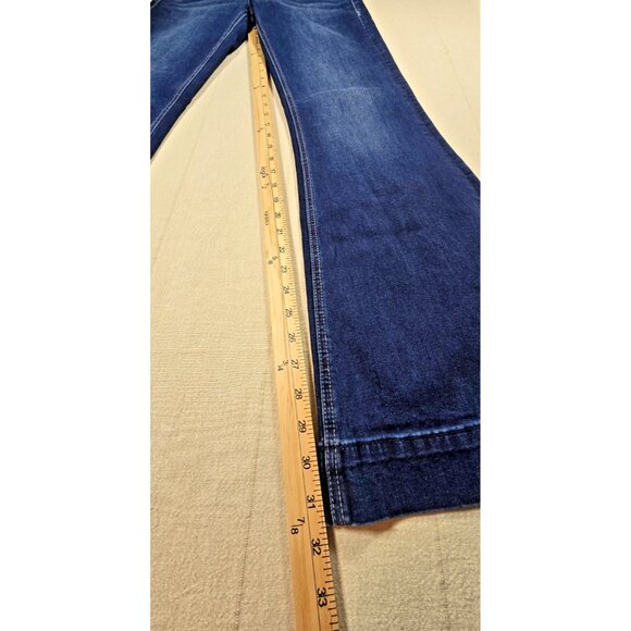 Rock & Roll Denim High Rise Trouser Flare Jeans Womens 27x34 Button Fly Stretch - Picture 9 of 16